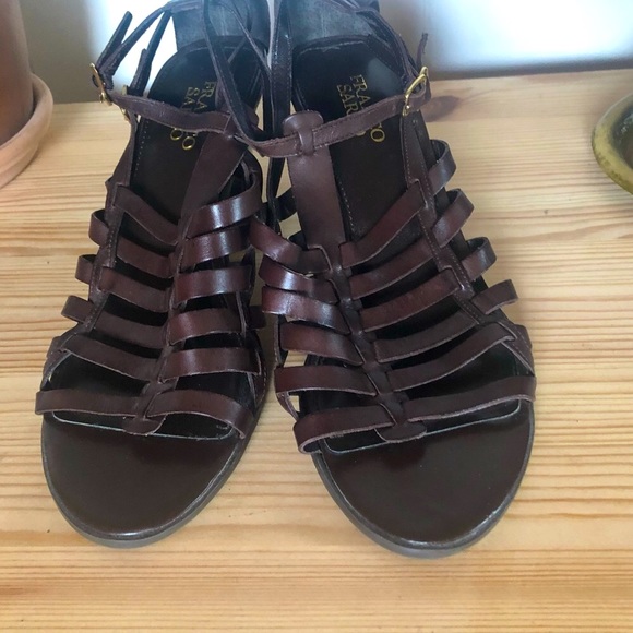 Franco Sarto Brown Leather Heeled Sandals NWOT - Picture 3 of 4